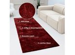 Hochflor-Läufer BRUNO BANANI "Dana Teppich, Kundenliebling" Gr. 12, rot, B:80cm H:30mm L:250cm, Kunstfaser, Teppiche, Hochflor-Läufer, Brücke, uni, weich, Mikrofaser, Diele, Flur, Wohnzimmer, Schlafzimmer