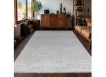 Teppich AYYILDIZ TEPPICHE "SAHARA 1114", silber (silberfarben), B:240cm H:12mm L:340cm, Polypropylen, Teppiche, Teppich, Läufer / Pflegeleicht / Strapazierfähig / Trend Colors/ Wohnzimmer