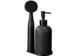 WENKO Spülmittelspender »Modell Piedo«, (Set, 3 tlg.), Spül-Set, inkl. Spülbürste mit Halterung, Glas/Polyresin