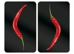 WENKO Herd-Abdeckplatte »Universal Modell Hot Peperoni«, (Set, 2 tlg.), Herdabdeckung für alle Herdarten, kratzfest, mit rutschfesten Füssen