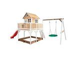 Ambia Garden Spielturm , Braun, Rot, Weiß , Holz , Hemlocktanne , 613x291x277 cm , EN 71, CE, FSC 100% , Freizeit & Co, Gartenspielzeug, Spieltürme