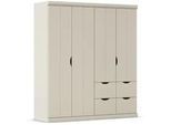 Boxxx Kleiderschrank , Champagner , Holzwerkstoff , 4 Fächer , 4 Schubladen , 181x203x56 cm , Blauer Engel, Goldenes M, Made in Germany , in verschiedenen Größen erhältlich, in verschiedenen Holzdekoren erhältlich , Schlafzimmer, Komplette Schlafzimmer und Serien, Schlafzimmerserien