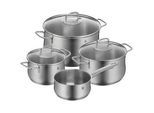 WMF Kochtopfset , Edelstahlfarben , Metall , 4-teilig , 16 cm,20 cm , 29.5x20x57 cm , Kochgeschirr, Töpfe, Topfsets