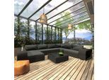 vidaXL 10-tlg. Garten-Lounge-Set mit Auflagen Poly Rattan Schwarz