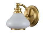 Elstead Lighting Badezimmer-Wandleuchte , Messingfarben , Metall, Glas , 20.6x19.1x16 cm , Grüner Punkt, RoHS , Lampen & Leuchten, Innenbeleuchtung, Wandleuchten, Wandfackeln