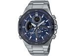 Smartwatch CASIO EDIFICE, bunt (silberfarben, blau), Smartwatches, Solaruhr,Armbanduhr,Herrenuhr,Stoppfunktion, Phone Finder, Bluetooth
