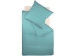 Bettwäsche FLEURESSE "Colours in 135x200, 155x220 oder 200x200 cm", blau (aqua), B/L: 200cm x 220cm, 2 St., Mako-Satin, B/L: 80cm x 80cm, Mako-Satin, Obermaterial: 100% Baumwolle, Bettwäsche, Bettwäsche aus 100% Baumwolle, uni, mit Reißverschluss