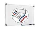 Whiteboard 2000 MAULpro, weiss kunststoffbeschichtet, magnethaftend, Rahmen platingrau, B 1200 x H 900 mm + 15-teiliges Zubehör-Set