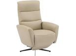 Livetastic Relaxsessel , Schwarz, Taupe , Metall, Textil, Leder , Echtleder , Rindleder , 76x112x80 cm , Relaxfunktion, Liegefunktion , Wohnzimmer, Sessel, Ledersessel