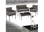 tectake® Rattan Gartenset, für 4 Personen, wetterfestes Rattangeflecht, Sofa 250 kg, je Sessel 120 kg