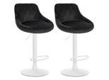 CLP 2er Set Barhocker Lazio Mit Samtbezug I Drehbarer Thekenhocker Mit Fußstütze I Höhenverstellbarer Barstuhl Mit Trompetenfuß