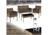 tectake® Rattan Gartenset, für 4 Personen, wetterfestes Rattangeflecht, Sofa 250 kg, je Sessel 120 kg