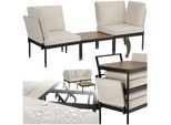 tectake® Aluminium Gartenlounge-Set, 5 in 1 Funktion, 5-fach verstellbare Lehne, dicke Polsterung, wasserabweisende, abnehmbare Polyesterbezüge, Armlehnen mit Seitentaschen, stapelbar