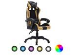 vidaXL Gaming-Stuhl mit RGB LED-Leuchten Gold und Schwarz Kunstleder