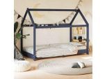 vidaXL Kinder-Bettgestell Grau Massivholz Kiefer 80 x 160 cm
