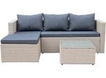 Loungeset "Kanan", blau (dunkelblau, hellgrau,), B:19cm H:63,5cm, Glas, Polyester, Stahl, Sitzmöbel-Sets, Loungeset