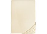 Spannbettlaken BIBERNA "Conny", beige (champagner), 1 Stk., Jersey-Elasthan, 140-160x200-220 40cm, Jersey-Elasthan, Obermaterial: 95% Baumwolle, 5% Elasthan, Bettlaken, Spannbettlaken, hochwertiges Jersey-Elasthan geeignet für Wasser- und Boxspringbetten