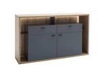 Mid.you Sideboard , Grau, Eichefarben , Metall , 2 Fächer , 2 Schubladen , 156x91x40 cm , Made in Eu , Kleinmöbel, Kommoden, Sideboards