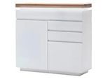 Xxxl Kommode , Weiß, Eichefarben , Holz , Eiche , massiv , 1 Fächer , 3 Schubladen , 120x114x40 cm , Typenauswahl, Beimöbel erhältlich , Kleinmöbel, Kommoden, Kommoden