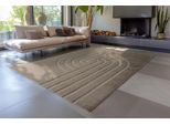 Teppich OBSESSION "Zen Deluxe 700", grau (taupe), B:80cm H:22mm L:150cm, Polyester, Teppiche, Teppich, Uni Farben, modernes Design, Hoch-Tief Effekt, Wohnzimmer