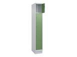 C+P Schließfachschrank Classic PLUS, Sockel, 1 Abteil, 1950x300x500mm, 7035/6011 Innenhöhe Gefach oben (oberes 365 mm Front RAL 6011 Resedagrün ; C + (080020-105|S10006)