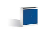 C+P Werkzeug-Beistellschrank mit Drehtüren, 2 Böden und Schublade, H1020xB940xT500mm Front Enzianblau Korpus Lichtgrau ; C + P Möbelsysteme (8821-00|S00014)