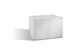 C+P Flachablageschrank für Formate bis DIN A1, 10 Schubladen, H760xB1100xT765mm Front Lichtgrau Korpus Lichtgrau ; C + P Möbelsysteme (7101-000|S00016)