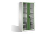 C+P Werkzeugschrank XXL mit Sichtfenster-Drehtüren, innen 4 Böden, H1950xB930xT800mm Front Resedagrün Korpus Lichtgrau ; C + P Möbelsysteme (8924-055|S10111)