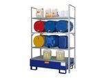 CEMO Fassregal Typ 540 + GFK-Auffangwanne + Fassauflage 6 x 60 l Fass (7734)