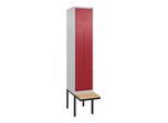 C+P Z-Spind Classic PLUS, Bank, 2 Fächer, 2120x400x815mm, 7035/3003 Verschluss Zylinderschloss Sitzbanktyp auskragend Material Sitzfläche Buche-Hartho (0800437-122|S10016)