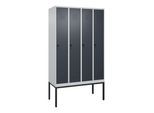 C+P Spind Classic PLUS, Gestell, 4 Abteile, 2120x1200x500mm, 7035/7016 Verschluss Sicherheits-Drehriegel 3 Garderobenhaken ; C + P Möbelsysteme (0800307-40|S10008)