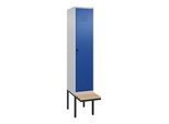 C+P Spind Classic PLUS, Bank, 1 Abteil, 2120x400x815mm, 7035/5010 Verschluss Sicherheits-Drehriegel 4 Garderobenhaken Sitzbanktyp auskragend ; C + P (0800407-12|S10003)