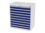 STIER Schubladenschrank mit 9 Schubladen BxTxH 900x575x1020 mm RAL 7035 / RAL 5010 (906268)