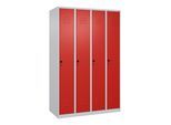 C+P Spind Classic PLUS, 4 Abteile, 1850x1200x500mm, 7035/3020 Verschluss Sicherheits-Drehriegel 4 Garderobenhaken Trennwand mittig ; C + P Möbelsystem (080000-40F|S10020)