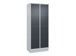 C+P Schließfachschrank Classic PLUS, Sockel, 2 Abteile, 1950x800x500mm, 7035/701 Innenhöhe Gefach oben (oberes 453 mm Front RAL 7016 Anthrazitgrau ; C (080020-224|S10008)