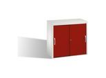 C+P Akten-Sideboard Acurado mit Schiebetüren, 2 Ordnerhöhen, H720xB800xT400mm Front Rubinrot Korpus Lichtgrau ; C + P Möbelsysteme (5722-00|S10095)