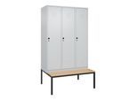 C+P Spind Classic PLUS, Bank, 3 Abteile, 2120x1200x815mm, 7035/7035 Verschluss Sicherheits-Drehriegel 4 Garderobenhaken Sitzbanktyp untergebaut ; C (0800507-32|S10009)