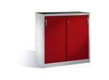 C+P Schwerlast-Beistellschrank mit Schiebetüren, 2 Böden, H1200xB1200xT500mm Front Rubinrot Korpus Lichtgrau ; C + P Möbelsysteme (2057-092|S10004)