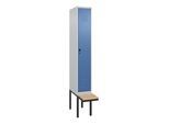 C+P Spind Classic PLUS, Bank, 1 Abteil, 2120x300x815mm, 7035/5023 Verschluss Sicherheits-Drehriegel 3 Garderobenhaken Sitzbanktyp auskragend ; C + P (0800407-10|S10005)