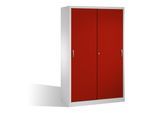 C+P Werkzeugschrank mit Schiebetüren, innen 4 Böden, H1950xB1200xT600mm Front Rubinrot Korpus Lichtgrau ; C + P Möbelsysteme (2069-00|S10078)