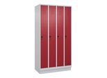 C+P Spind Classic PLUS, Sockel, 4 Abteile, 1950x1000x500mm, 7035/3003 Verschluss Sicherheits-Drehriegel 3 Garderobenhaken ; C + P Möbelsysteme (080020-49|S10001)