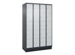 C+P Schließfachschrank Classic PLUS, Sockel, 4 Abteile, 1950x1200x500mm, 7016/70 Innenhöhe Gefach oben (oberes 365 mm Front RAL 7035 Lichtgrau ; C + P (080020-405|S10016)