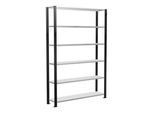 Schulte Grundregal Büro-Steckregal MULTIplus85 2000 x 1300 x 300 mm 6 Fachböden Kreuzstrebe schwarz/RAL 7035 lichtgrau mit Anschlagleiste ; Schulte La (36008-S)