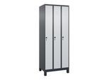 C+P Spind Classic PLUS, Füße, 3 Abteile, 1950x750x500mm, 7016/7035 Verschluss Sicherheits-Drehriegel 3 Garderobenhaken ; C + P Möbelsysteme (080010-39|S10013)