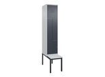 C+P Z-Spind Classic PLUS, Bank, 2 Fächer, 2120x400x815mm, 7035/7016 Verschluss Zylinderschloss Sitzbanktyp untergebaut Material Sitzfläche Kunststoff (0800537-122|S10053)