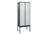 C+P Spind Classic PLUS, Gestell, 2 Abteile, 2120x800x500mm, 7016/7035 Verschluss Zylinderschloss 4 Garderobenhaken ; C + P Möbelsysteme (0800307-22|S10028)