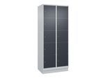 C+P Schließfachschrank Classic PLUS, Sockel, 2 Abteile, 1950x800x500mm, 7035/701 Innenhöhe Gefach oben (oberes 365 mm Front RAL 7016 Anthrazitgrau ; C (080020-225|S10008)