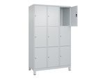 C+P Schließfachschrank Classic PLUS, Füße, 3 Abteile, 1950x1200x500mm, 7035/7035 Innenhöhe Gefach oben (oberes 599 mm Front RAL 7035 Lichtgrau ; C + P (080010-323|S10009)