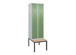 C+P Z-Spind Classic PLUS, Bank, 4 Fächer, 2120x600x815mm, 7035/6011 Verschluss Zylinderschloss Sitzbanktyp untergebaut Material Sitzfläche Buche-Harth (0800537-204|S10021)