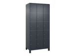 C+P Schließfachschrank Classic PLUS, Füße, 3 Abteile, 1950x900x500mm, 7016/7016 Innenhöhe Gefach oben (oberes 365 mm Front RAL 7016 Anthrazitgrau ; C (080010-305|S10015)